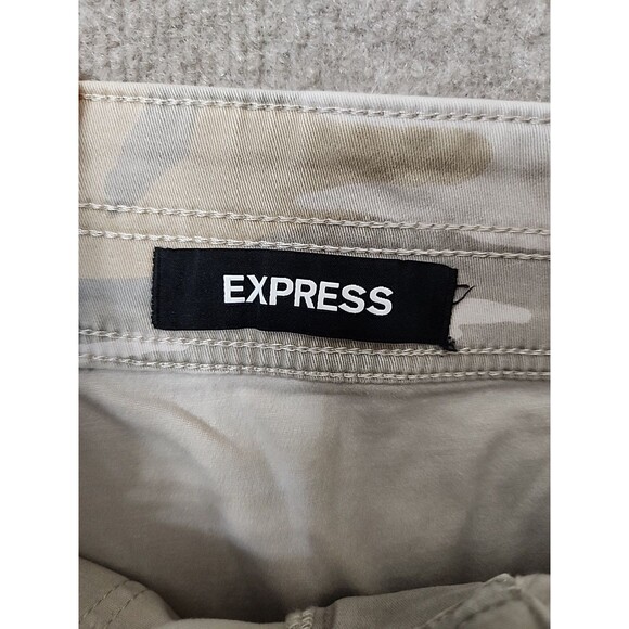 Express High Rise Denim Skirt Womens 4 Beige Gray Camo Stretch NEW - Picture 8 of 11